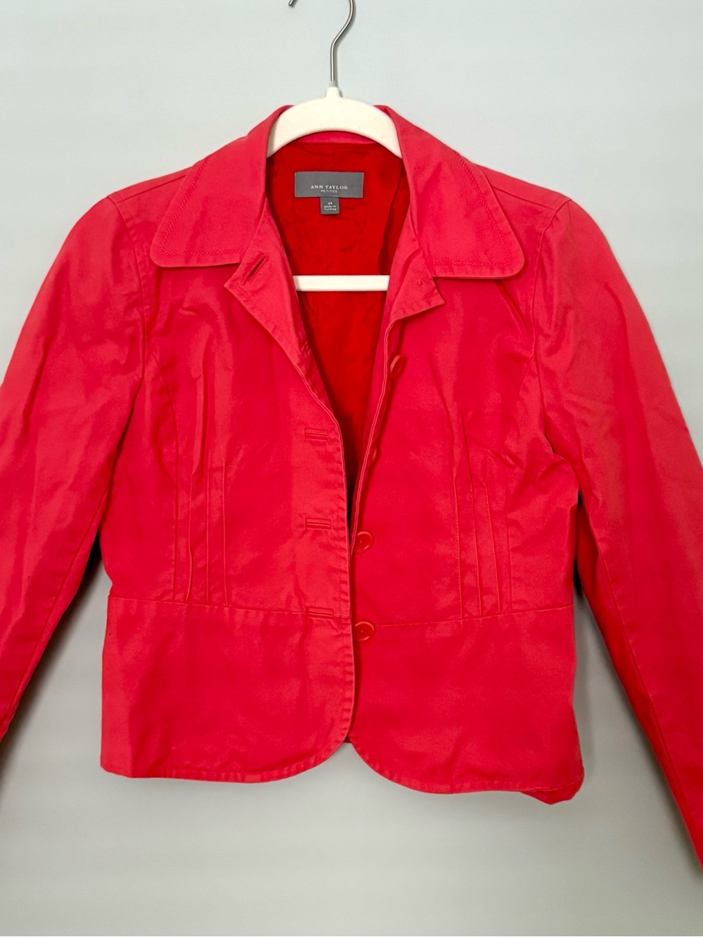 Ann Taylor Vibrant Coral Red Fitted Blazer
